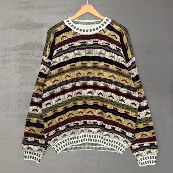 Protege Other - Vintage Protege Sweater Coogi Style MultiColor 3D Knit Geometric Pullover XL
